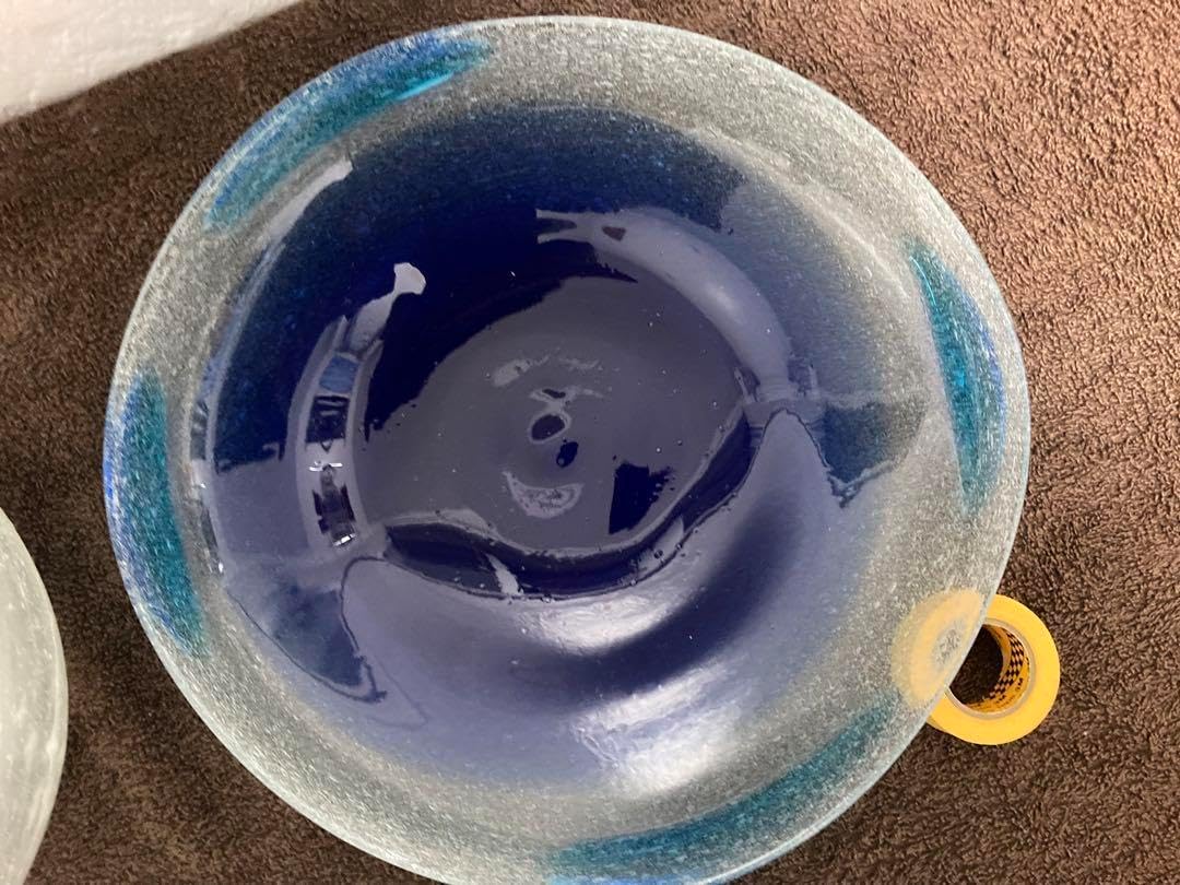 稲嶺盛吉さんの波型ガラス皿3点セット 稲嶺盛吉さん